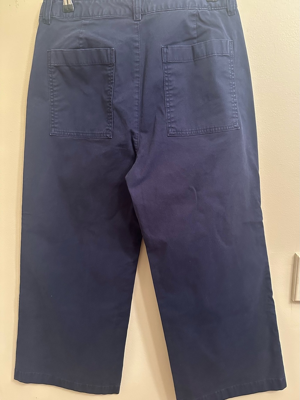 GAP High Rise Stride Ankle Pants Women's 12 P Navy Wide Leg Cropped Chino 1154 - Picture 3 of 7